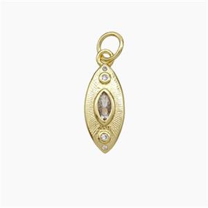 Copper Eye Pendant Pave Zirconia Gold Plated, approx 6.5-15mm [FN49641]