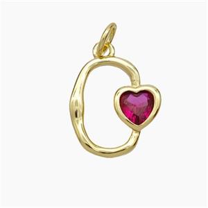 Copper Heart Pendant Pave Zirconia Gold Plated, approx 7mm, 10-15mm [FN49647]