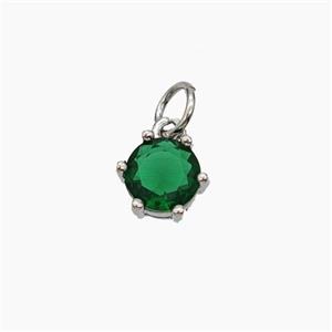 Green Cubic Zirconia Pendant Copper Platinum Plated, approx 8mm [FN49653]