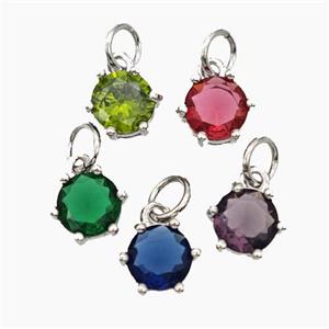 Cubic Zirconia Pendant Copper Platinum Plated Mixed, approx 8mm [FN49655]