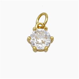 Clear Cubic Zirconia Pendant Copper Gold Plated, approx 8mm [FN49656]