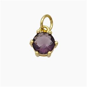 Purple Cubic Zirconia Pendant Copper Gold Plated, approx 8mm [FN49658]