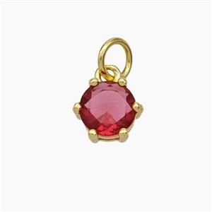 Red Cubic Zirconia Pendant Copper Gold Plated, approx 8mm [FN49659]