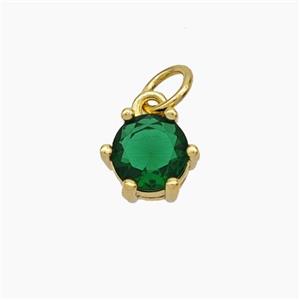 Green Cubic Zirconia Pendant Copper Gold Plated, approx 8mm [FN49660]