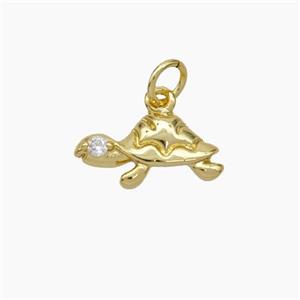 Copper Tortoise Pendant Pave Zirconia Gold Plated, approx 7-15mm [FN49663]