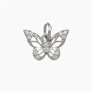 Copper Butterfly Pendant Micropave Zirconia Platinum Plated, approx 8-12mm [FN49666]