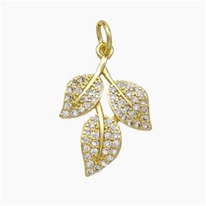 Copper Leaf Pendant Micropave Zirconia Gold Plated, approx 14-18mm [FN49669]