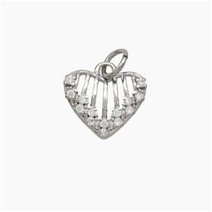 Copper Heart Pendant Micropave Zirconia Platinum Plated, approx 11.5mm [FN49670]