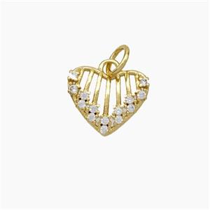 Copper Heart Pendant Micropave Zirconia Gold Plated, approx 11.5mm [FN49671]