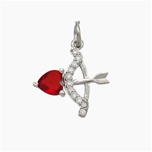Copper Cupid-Arrow Pendant Pave Zirconia Platinum Plated, approx 14-15mm [FN49674]