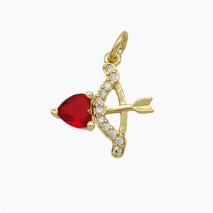 Copper Cupid-Arrow Pendant Pave Zirconia Gold Plated, approx 14-15mm [FN49675]