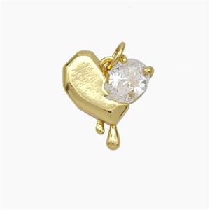 Copper Heart Pendant Pave Zirconia Gold Plated, approx 14mm [FN49677]