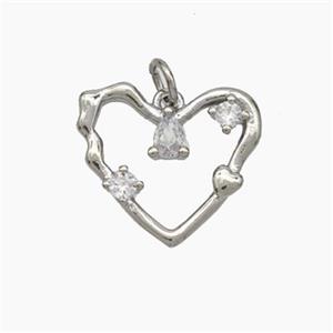 Copper Heart Pendant Pave Zirconia Platinum Plated, approx 17mm [FN49678]