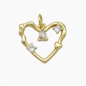 Copper Heart Pendant Pave Zirconia Gold Plated, approx 17mm [FN49679]