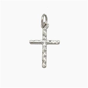 Copper Cross Pendant Hammered Platinum Plated, approx 11-15mm [FN49683]