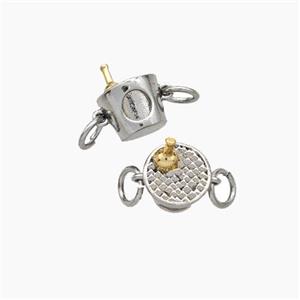 Ice-Bucket Charms Copper Pendant Platinum Plated, approx 8-11mm [FN49698]