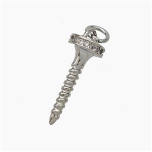 Copper Nail Pendant Pave Zirconia Platinum Plated, approx 7-17mm [FN49705]