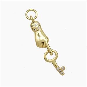 Copper Hand Key Pendant Gold Plated, approx 6-26mm [FN49709]