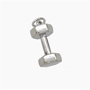 Dumbbell Charms Copper Pendant Sport Platinum Plated, approx 7-14mm [FN49710]