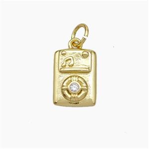 Copper Phone Charms Pendant Pave Zirconia Gold Plated, approx 9-11.5mm [FN49713]