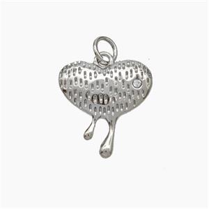 Copper Heart Pendant Pave Zirconia Platinum Plated, approx 15mm [FN49714]