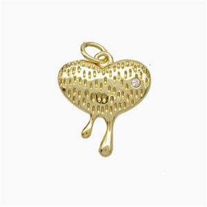 Copper Heart Pendant Pave Zirconia Gold Plated, approx 15mm [FN49715]