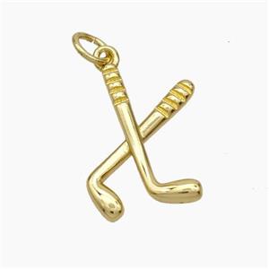 Golf Racket Charms Copper Pendant Gold Plated, approx 13-18mm [FN49720]