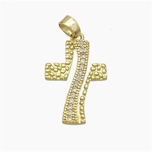 Copper Cross Pendant Pave Zirconia Gold Plated, approx 13-18mm [FN49724]