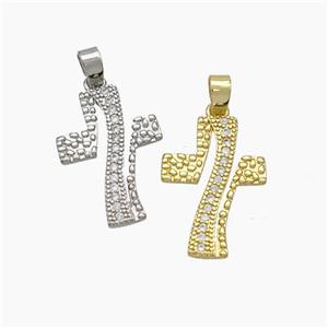 Copper Cross Pendant Pave Zirconia Mixed, approx 13-18mm [FN49725]