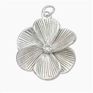 Copper Flower Pendant Pave Zirconia Platinum Plated, approx 20mm [FN49733]