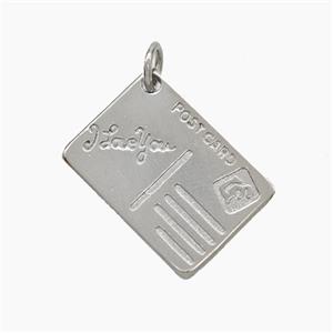 Post Card Charms Copper Pendant ILoveYou Platinum Plated, approx 13-18mm [FN49737]