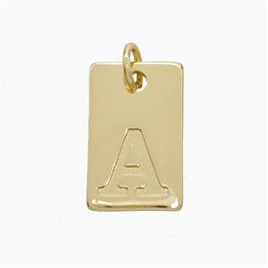Copper Card Pendant Letter-A Gold Plated, approx 10-16mm [FN49739]
