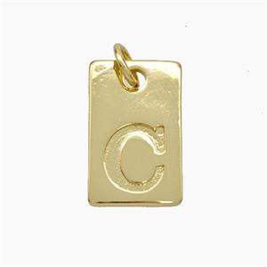 Copper Card Pendant Letter-C Gold Plated, approx 10-16mm [FN49741]