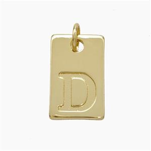 Copper Card Pendant Letter-D Gold Plated, approx 10-16mm [FN49742]