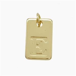 Copper Card Pendant Letter-E Gold Plated, approx 10-16mm [FN49743]
