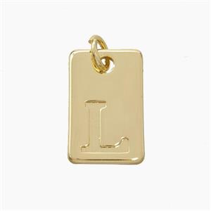 Copper Card Pendant Letter-L Gold Plated, approx 10-16mm [FN49750]