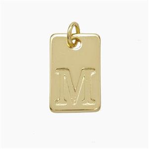 Copper Card Pendant Letter-M Gold Plated, approx 10-16mm [FN49751]