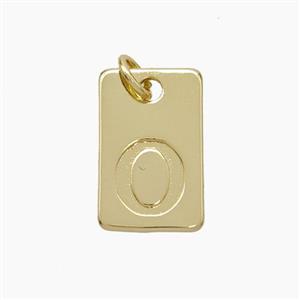 Copper Card Pendant Letter-O Gold Plated, approx 10-16mm [FN49753]