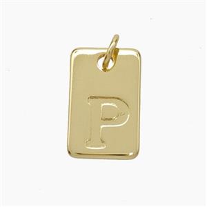 Copper Card Pendant Letter-P Gold Plated, approx 10-16mm [FN49754]