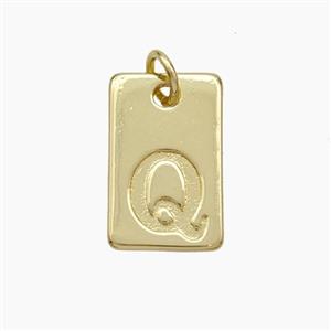 Copper Card Pendant Letter-Q Gold Plated, approx 10-16mm [FN49755]