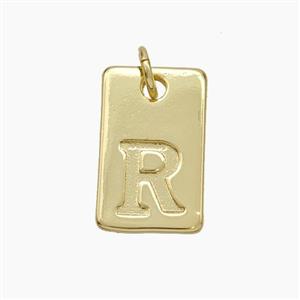 Copper Card Pendant Letter-R Gold Plated, approx 10-16mm [FN49756]