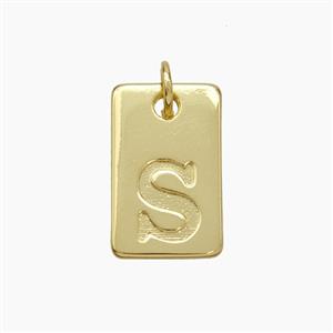 Copper Card Pendant Letter-S Gold Plated, approx 10-16mm [FN49757]