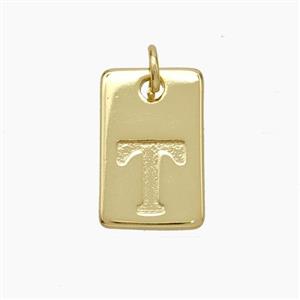 Copper Card Pendant Letter-T Gold Plated, approx 10-16mm [FN49758]