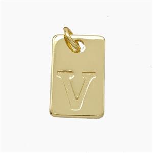 Copper Card Pendant Letter-V Gold Plated, approx 10-16mm [FN49760]