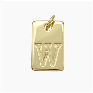 Copper Card Pendant Letter-W Gold Plated, approx 10-16mm [FN49761]