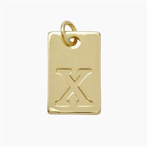 Copper Card Pendant Letter-X Gold Plated, approx 10-16mm [FN49762]