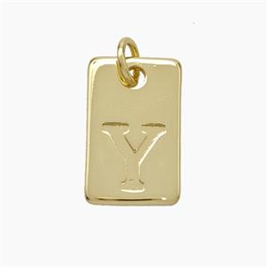 Copper Card Pendant Letter-Y Gold Plated, approx 10-16mm [FN49763]