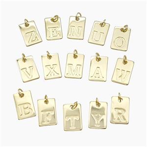Copper Card Letter Pendant Alphabet Gold Plated Mixed, approx 10-16mm [FN49765]