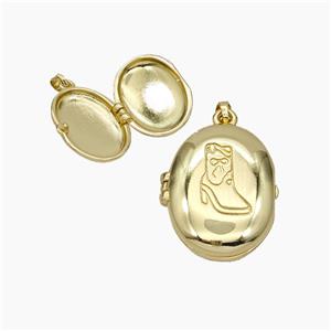 Copper Oval Locket Pendant Shoe Gold Plated, approx 16-22mm [FN49768]