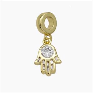Copper Hand Pendant Pave Zirconia Gold Plated, approx 10-12mm, 8mm dia [FN49771]
